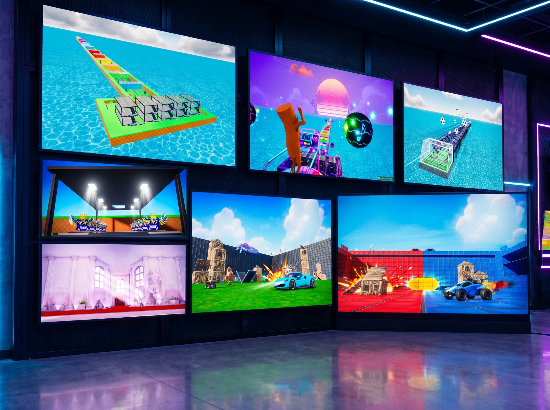 SMUTI studio screens showing live game projects